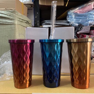 Ly Cafe Giữ Nhiệt Bằng Inox Tặng Ống Hút Inox