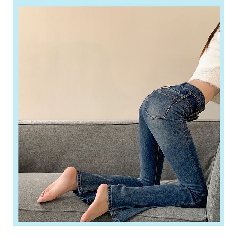 COZOK Quần Jean Lưng Cao Form Ôm Theo Phong Cách Vintage