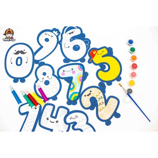 Bộ tô màu học số vui nhộn- bộ 10 chi tiết tô màu 3D học số trang trí Tọ Tọ Toys