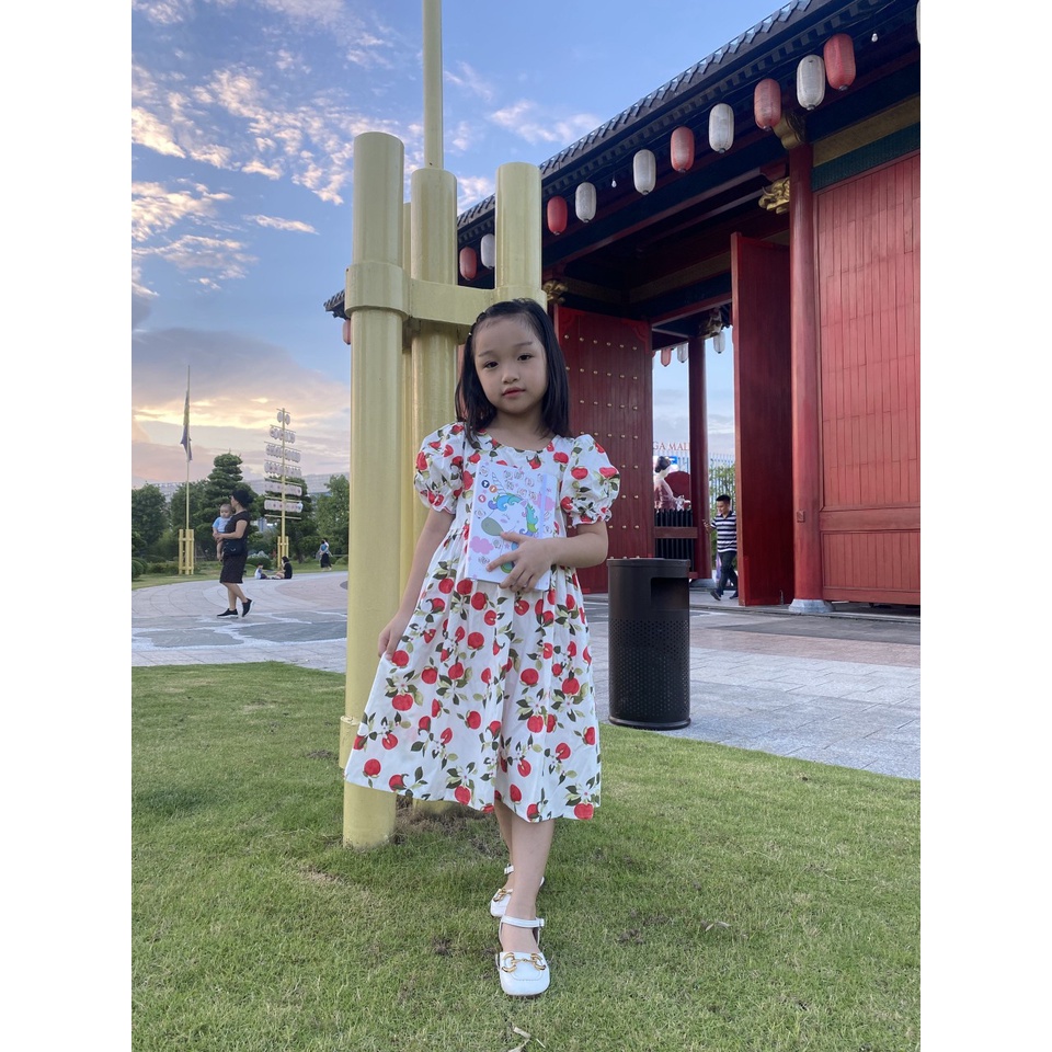 Đầm Cho Bé Gái Hml (10-40KG) Hình Quả, Váy Cho Bé Gái 1,2,3,4,5,6,7,8,9,10 Tuổi Size Đại Mã A31