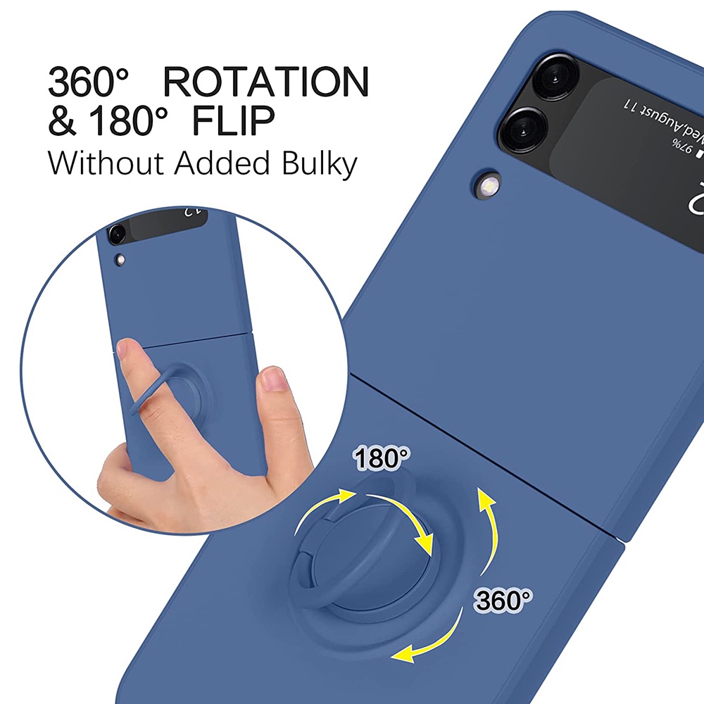 Ốp Điện Thoại Silicone Lỏng Chống Sốc Có Vòng Nhẫn Cho Samsung Galaxy Z Flip 3 5G Z Flip 4