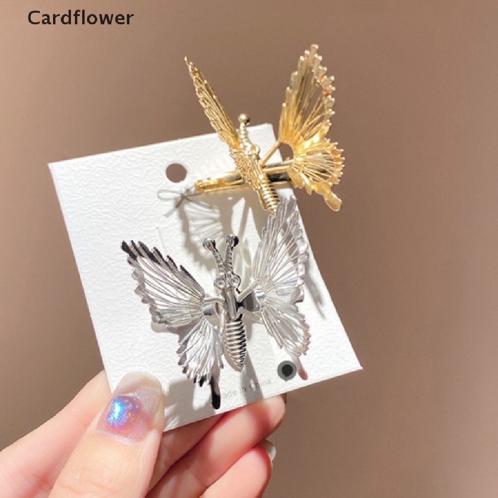 &lt; Cardflower &gt; Kẹp Tóc Bướm Chuyển Động Ba Chiều Bằng Hợp Kim Phong Cách Hàn Quốc Cổ Điển Cho Nữ Đang Bán Chạy