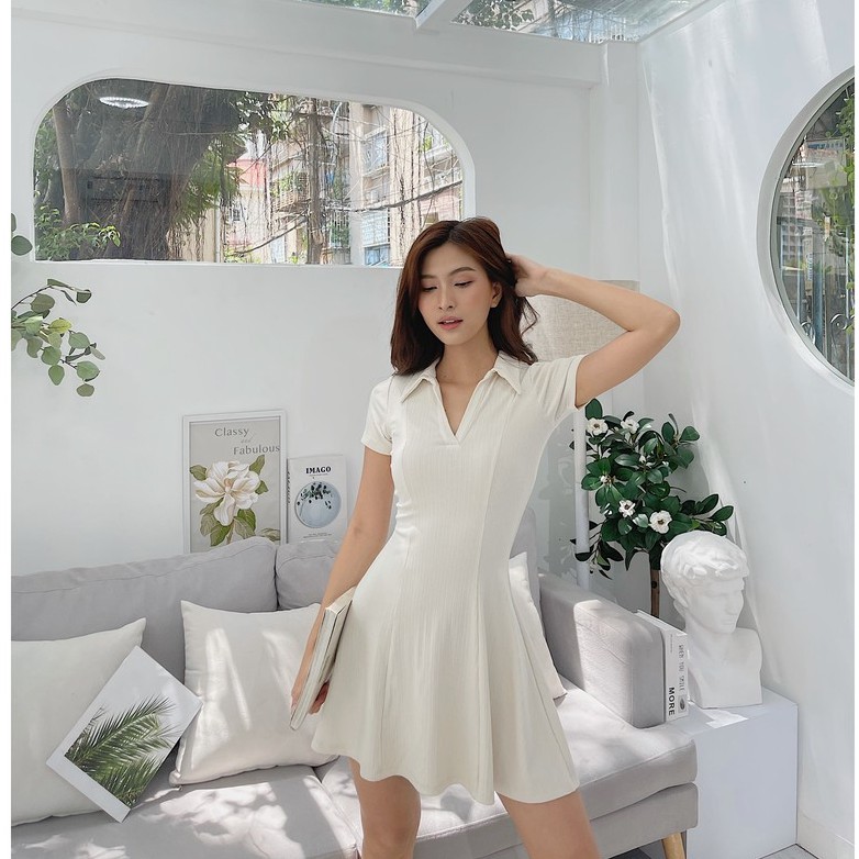 Đầm thun tay ngắn HEYBEE phom tôn dáng, chất co giãn mềm mịn  - BEE EMBROIDERY DRESS HT675.