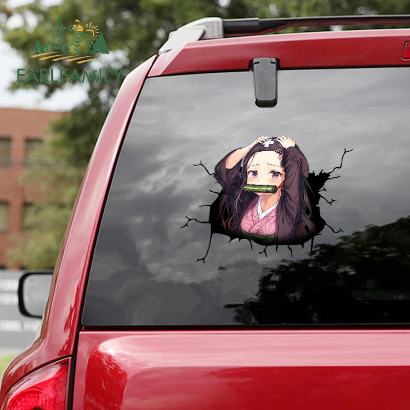 Sticker Dán Trang Trí Xe Hơi / Mũ Bảo Hiểm Chống Thấm Nước Kích Thước 13Cmx11.1Cm In Hoạ Tiết demon slayer nezuko
