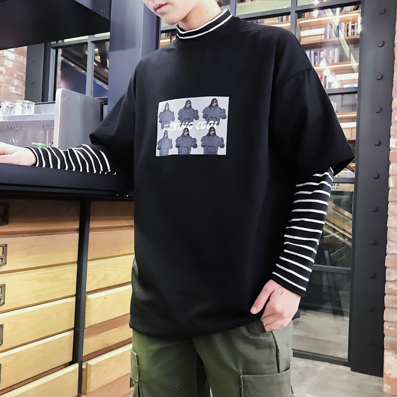Áo Thun Sweater Dáng Rộng Tay Dài Kẻ Sọc Phối Khóa Kéo Kiểu Hàn Quốc Thời Trang Mùa Thu 2022 Cho Nam
