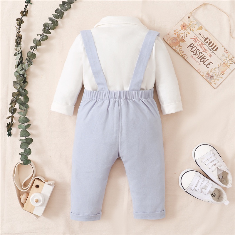 Set áo liền quần+quần yếm Mikrdoo tay dài mặc đi tiệc cho trẻ sơ sinh/trẻ tập đi