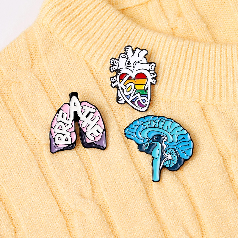 Ghim Cài Áo Hình Bộ Não Trái Tim Hoạt Hình Dành Cho Bạn Bè