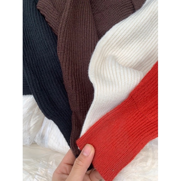 Áo len dài tay trễ vai vạt chéo hàng Quảng Châu sang chảnh