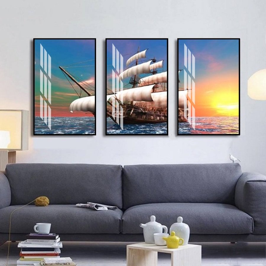 Tranh Treo Tường Thuận Buồm Xuôi Gió  - Tranh Phong Thủy Laminate Tráng Gương
