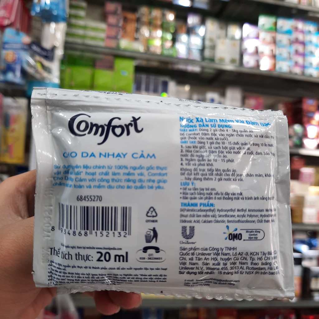 Nước xả Comfort cho da nhạy cảm dây 10 gói