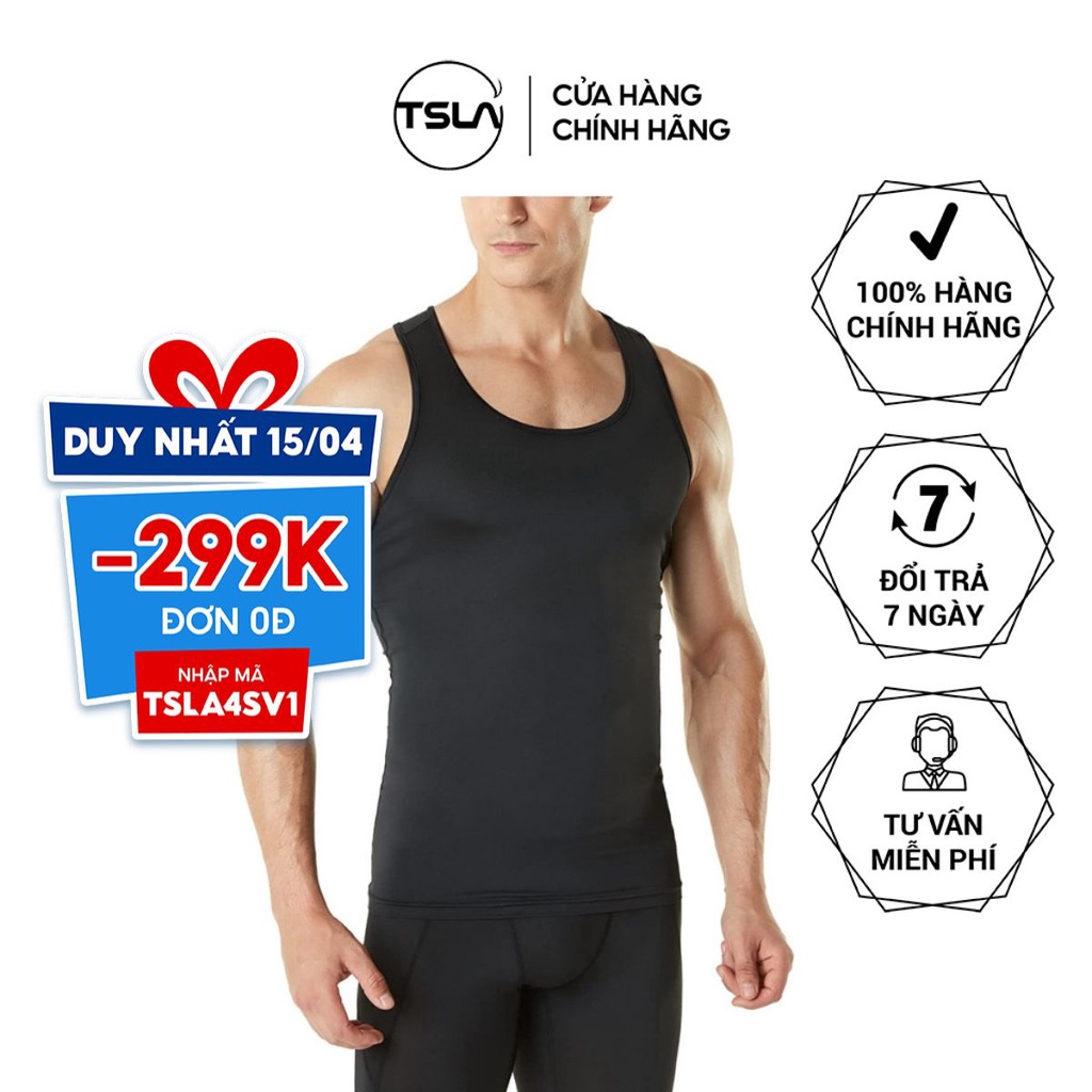 Áo ba lỗ combat thể thao nam TSLA chất thun ôm body co giãn bóng đá bóng rổ gym work out Xịn