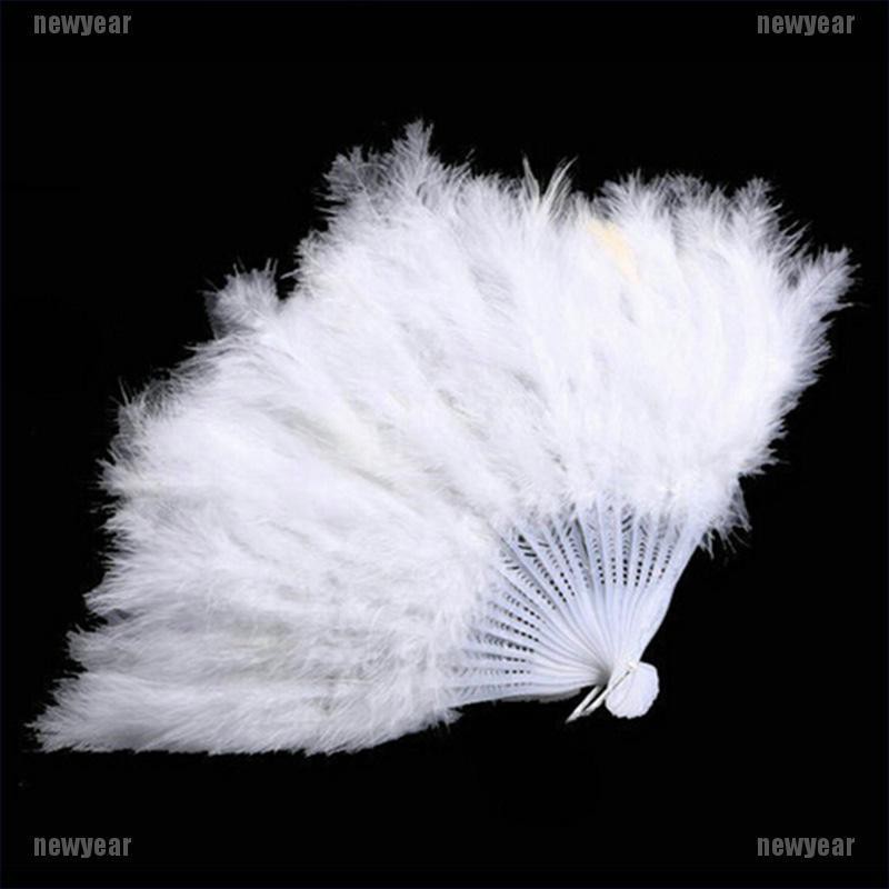 [new] 9 Colors New Costume Wedding Showgirl Dance Folding Hand Feather Fan Fancy [year]
