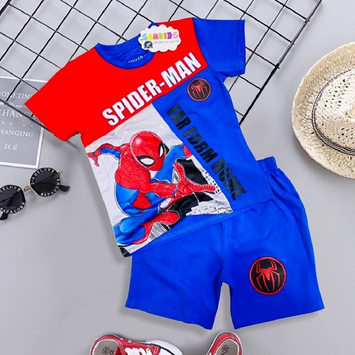 Bộ quần áo siêu nhân người nhện tay ngắn cho bé trai TN10