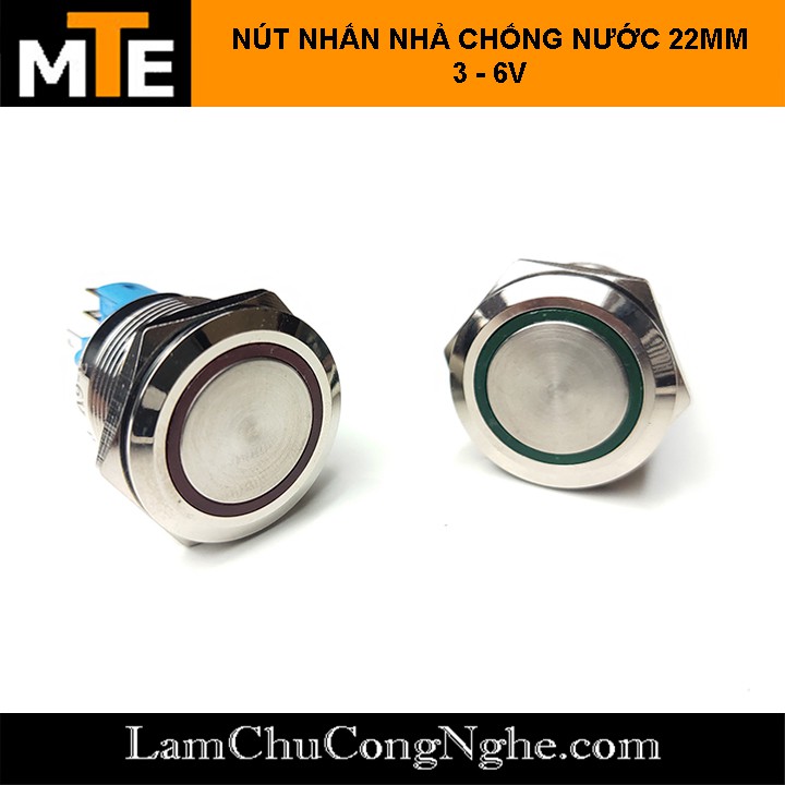 Nút nhấn nhả chống nước có LED 22mm 3-6V