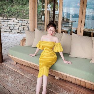 ĐẦM PHI LỤA CÚP NGỰC TAY PHỒNG
