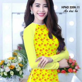 Vải áo dài hoa phối tay trơn