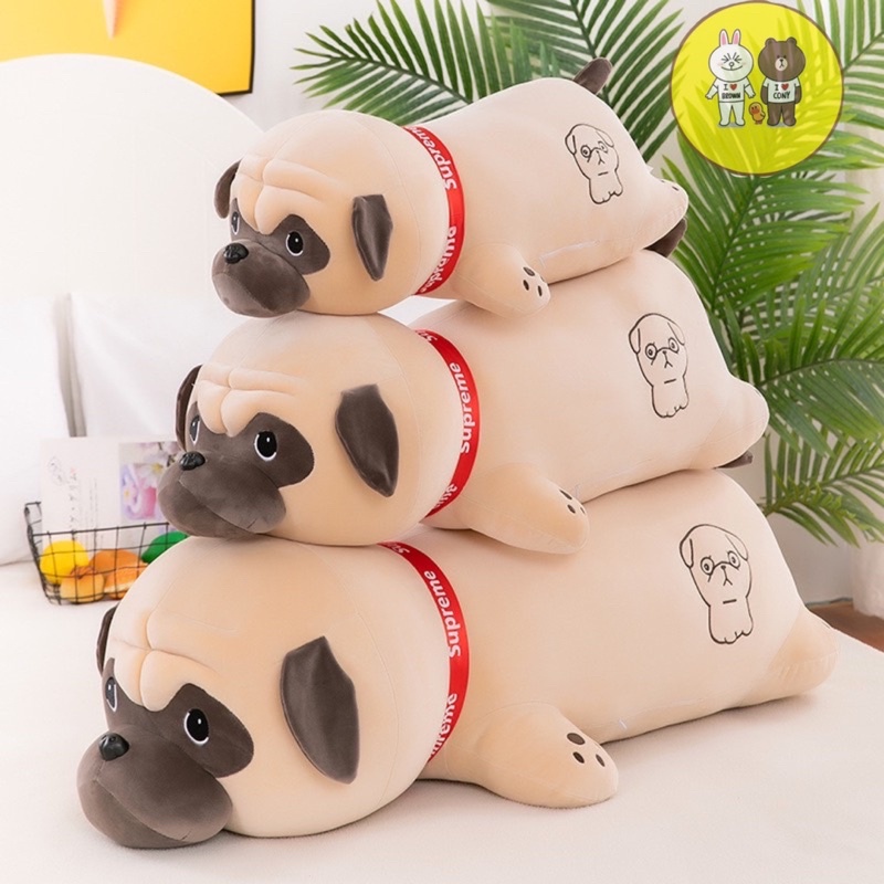 Gấu Bông Chó Pug Nhăn - Gối Ôm Dài Mềm Mịn - Xưởng Gấu Bông Việt Nam