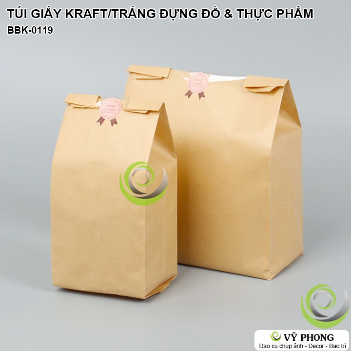 SET 10 TÚI GIẤY KRAFT ĐỰNG BÁNH MÌ SANDWICH THỰC PHẨM  BÁNH TRÁI MẶT TRƯỚC TRONG SUỐT ĐỰNG QUÀ THỨC ĂN BBK-0119