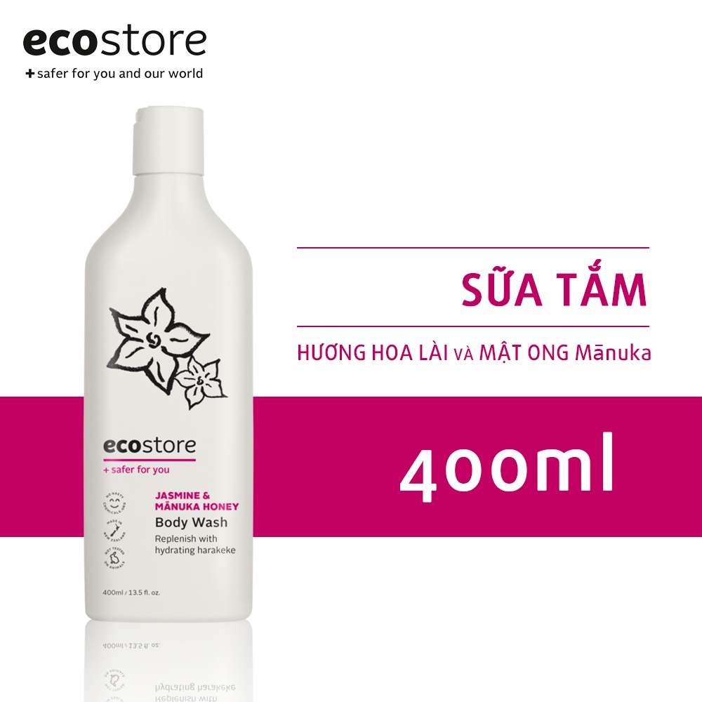 Sữa tắm hương lài và mật ong Mānuka gốc thực vật Ecostore 400ml exp 2025