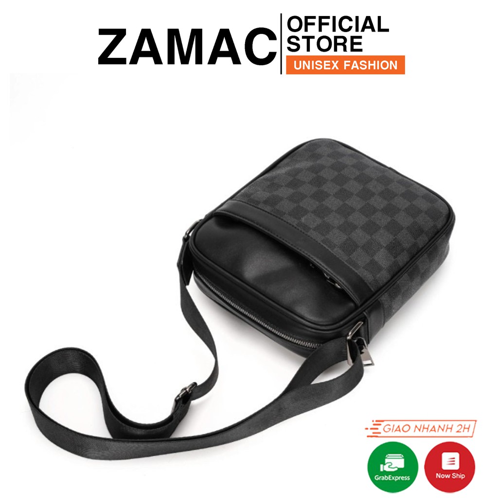 Túi đeo chéo ZAMAC da PU cao cấp, đựng vừa Ipad kiểu đứng caro ZT4