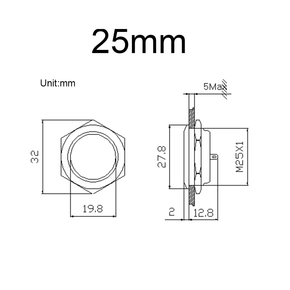 Công Tắc Nhấn Áp Suất Đèn led mini 25mm 30mm 12v 220v 24v Chống Thấm Nước