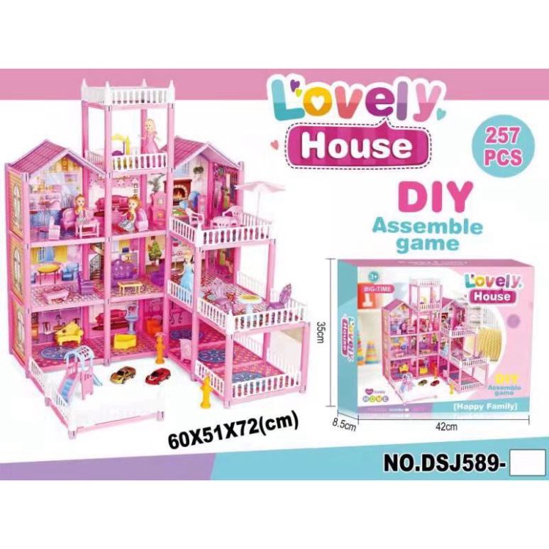 Đồ Chơi Lắp Ráp Ngôi Nhà Búp Bê, Biệt Thự Công Chúa Barbie kích thước lớn
