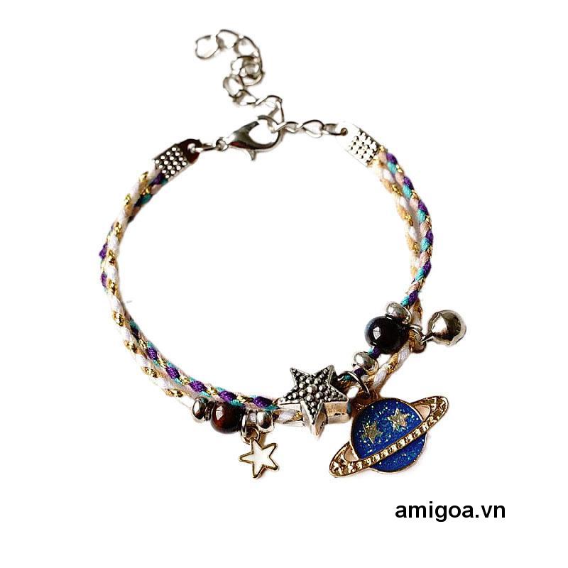 ✨✨Bộ 2 chiếc vòng tay tình bạn bện dây mặt phi hành gia điều chỉnh được thân thiện với môi trường dành cho các cặp đôi