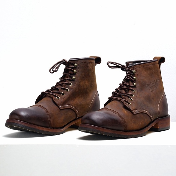 Giày boot nam cao cổ màu nâu REDWING FRYE, giày da thật cổ điển TONKIN