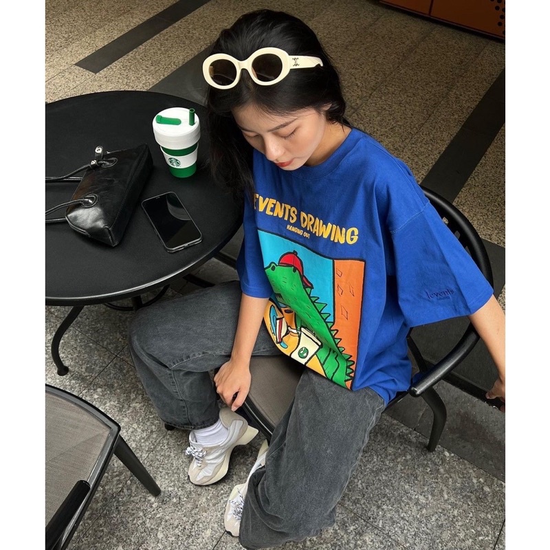 Áo thun LEVENTS Funny Crocodile/ Black tee nam nữ form rộng GTM