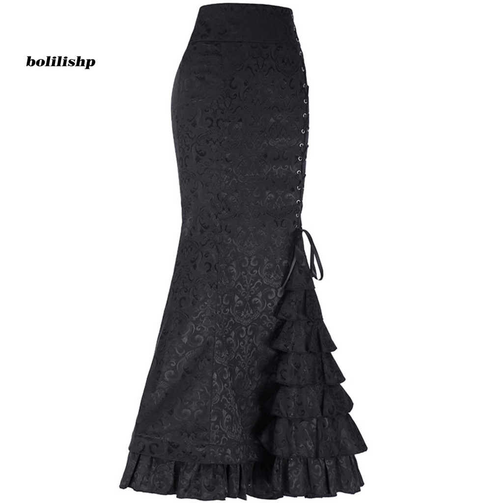Chân Váy Đuôi Cá Vải Jacquard Phong Cách Punk Vintage Dự Tiệc