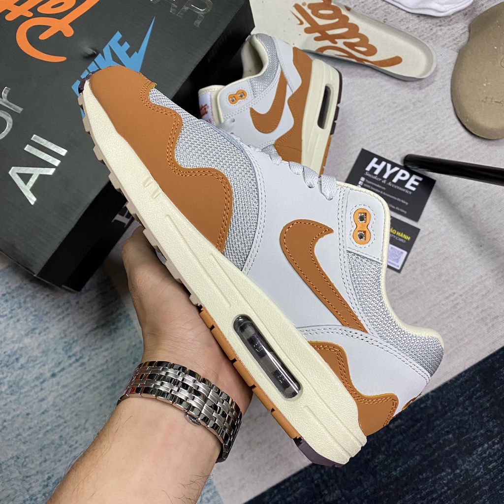 Giày Nike Air Max 1 Patta Waves Monarch White/Brown  - Phiên bản high quality | Hype Sneaker .