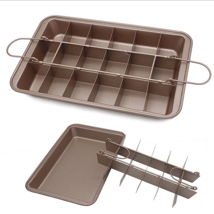 Khuôn/khay nướng bánh Brownie chống dính có ngăn chia 18 ngăn