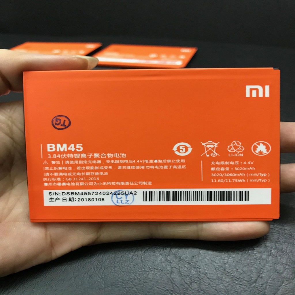 Pin Battery Xiaom Redmi Note 2 BM45 - 3020 3060 mAh zin mới bảo hành 6 tháng