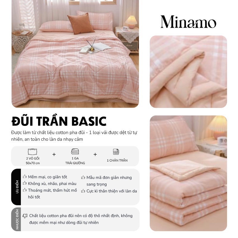 Bộ Ga Giường Cotton Đũi Minamo D11 Nhập Khẩu Cao Cấp, Nhiều Mẫu Đẹp, Chăn Trần Mùa Hè Mềm Mịn - Bảo Hành Chính Hãng