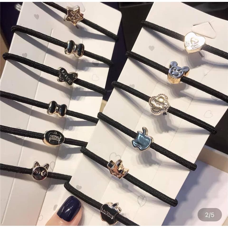 Set 60 dây buộc tóc, chun buộc tóc Hàn Quốc nhiều mẫu siêu xinh