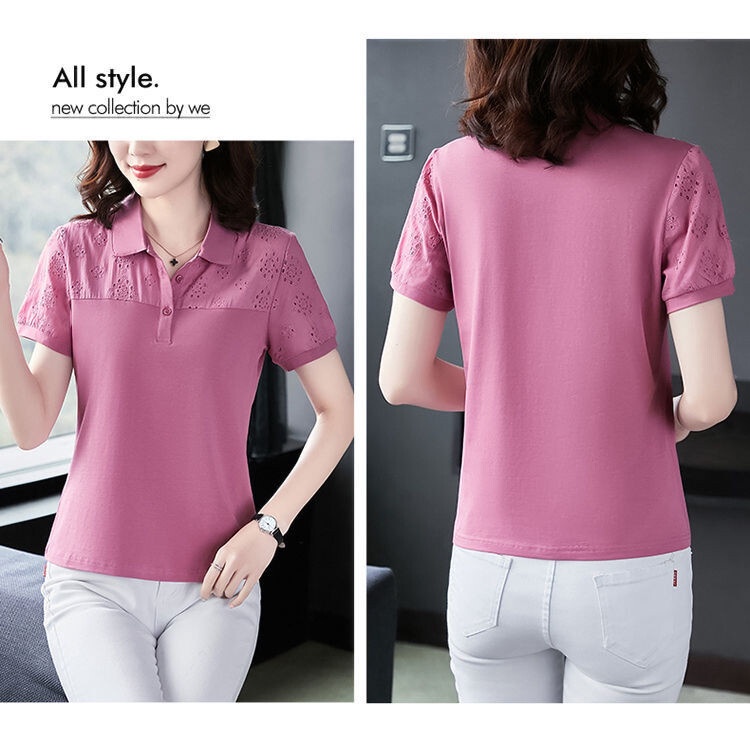 Áo Thun Polo Tay Ngắn Bằng Vải Cotton Thời Trang Mùa Hè Sành Điệu Cho Nữ