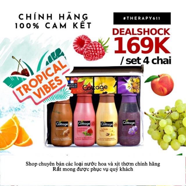 ..::✨Set 4 Chai Sữa Tắm 𝗖𝗢𝗧𝗧𝗔𝗚𝗘 - Pháp (50ml x4)✨::..