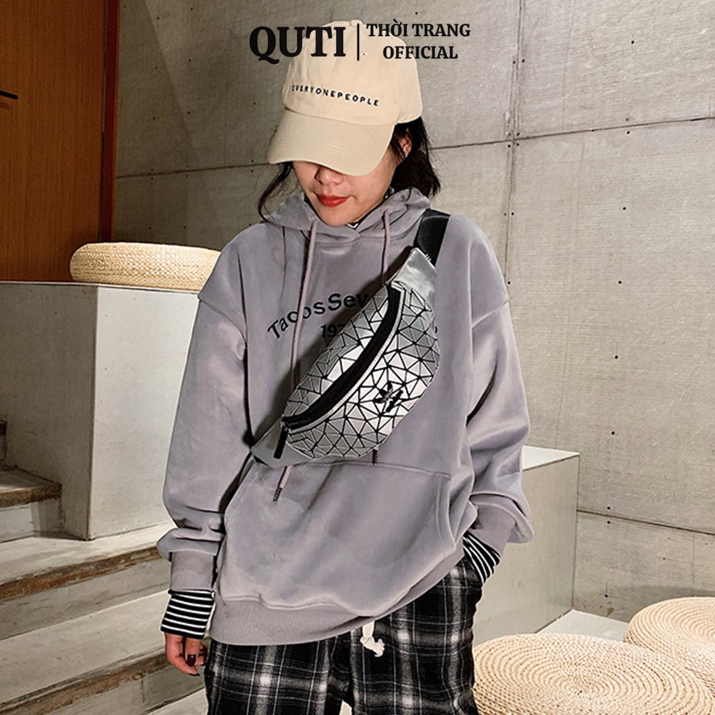 Túi đeo chéo nam nữ đi chơi hàn quốc QUTI túi bao tử đeo chéo thời trang chất liệu da cao cấp chống nước