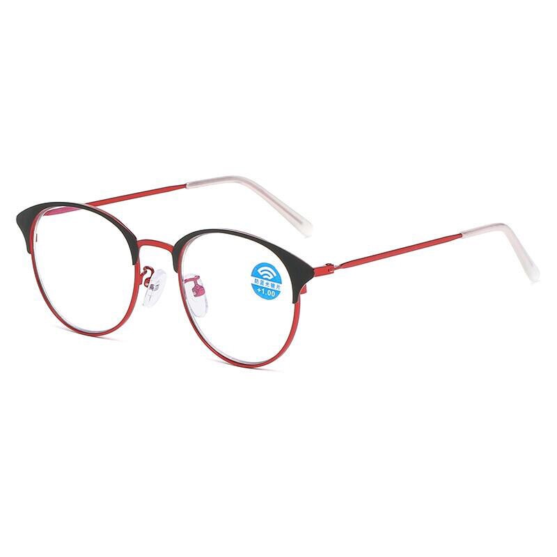 Kính Đọc Sách Gọng Tròn Màu Hồng Cổ Điển Kèm 100 Đến + 400 Độ