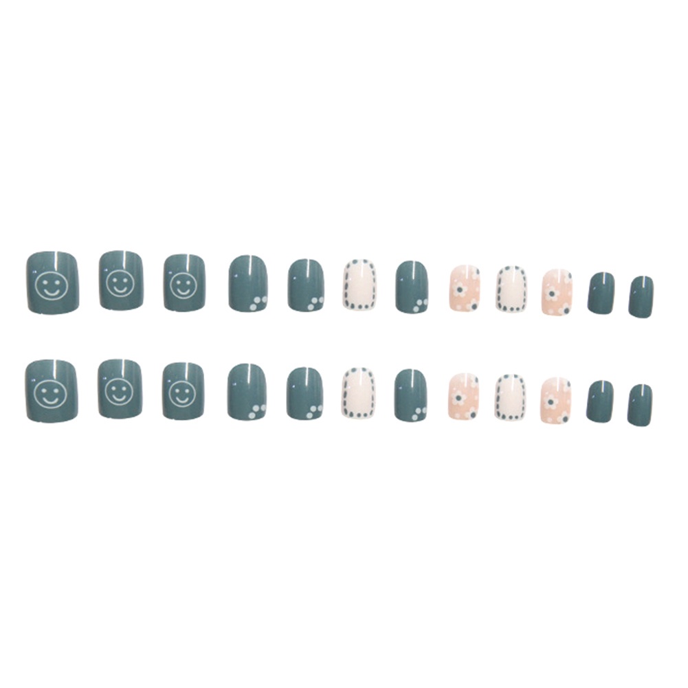 [Hàng mới về] Bộ 24 móng tay giả họa tiết hoạt hình dễ thương kèm keo dán
