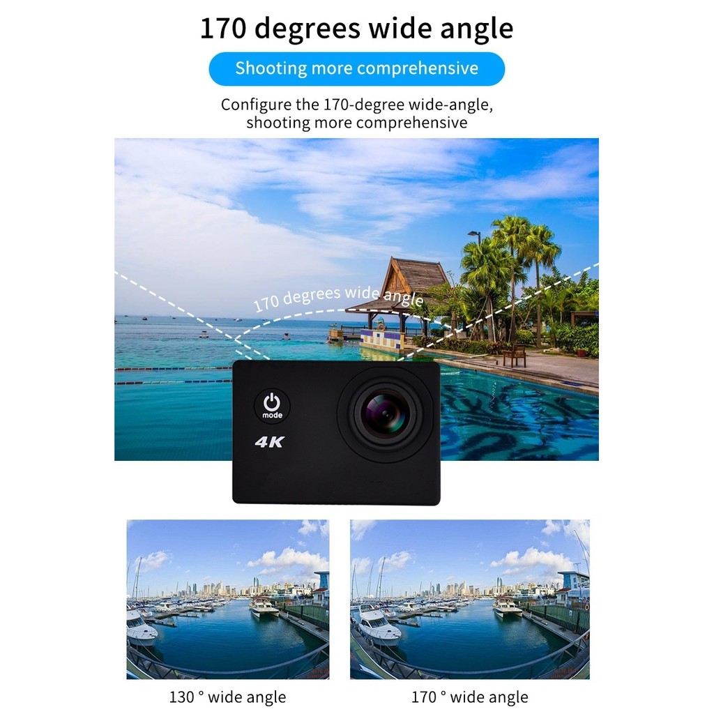 Máy quay video TPS LCP 4K Ultra HD 5.08 cm FHD 1080P DV UHD Action Wi-Fi góc rộng cho Go Deportiva Pro