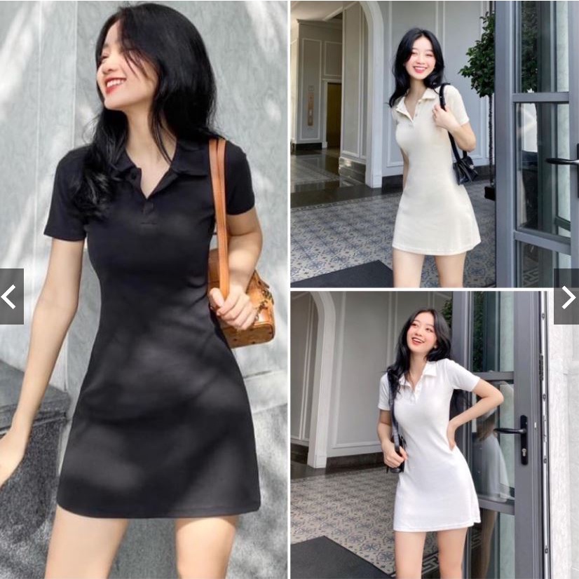 Đầm PoLo Dáng Suông Chất Cotton Co Dãn,Đầm Suông PoLo Ngắn Tay Trẻ Trung