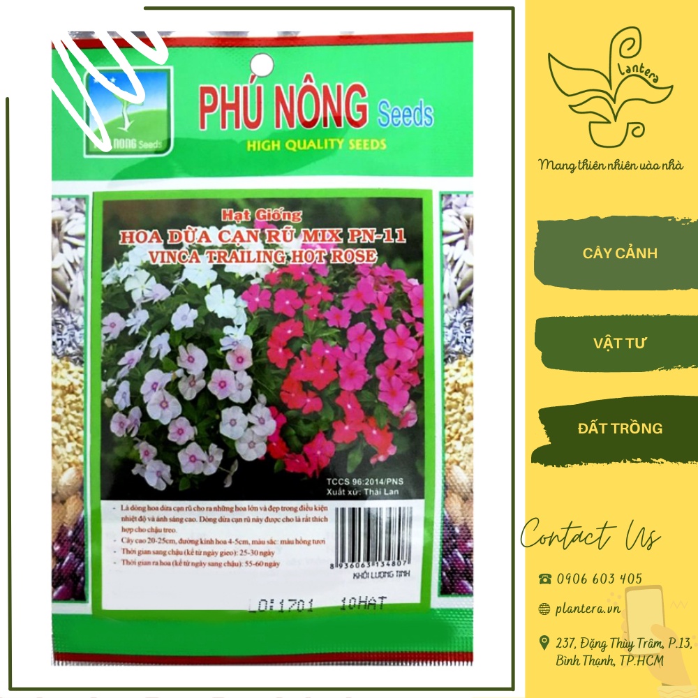 HG PN - Hoa dừa cạn rũ mix PN-11 Gói 10 Hạt - Hạt Giống - Hoa