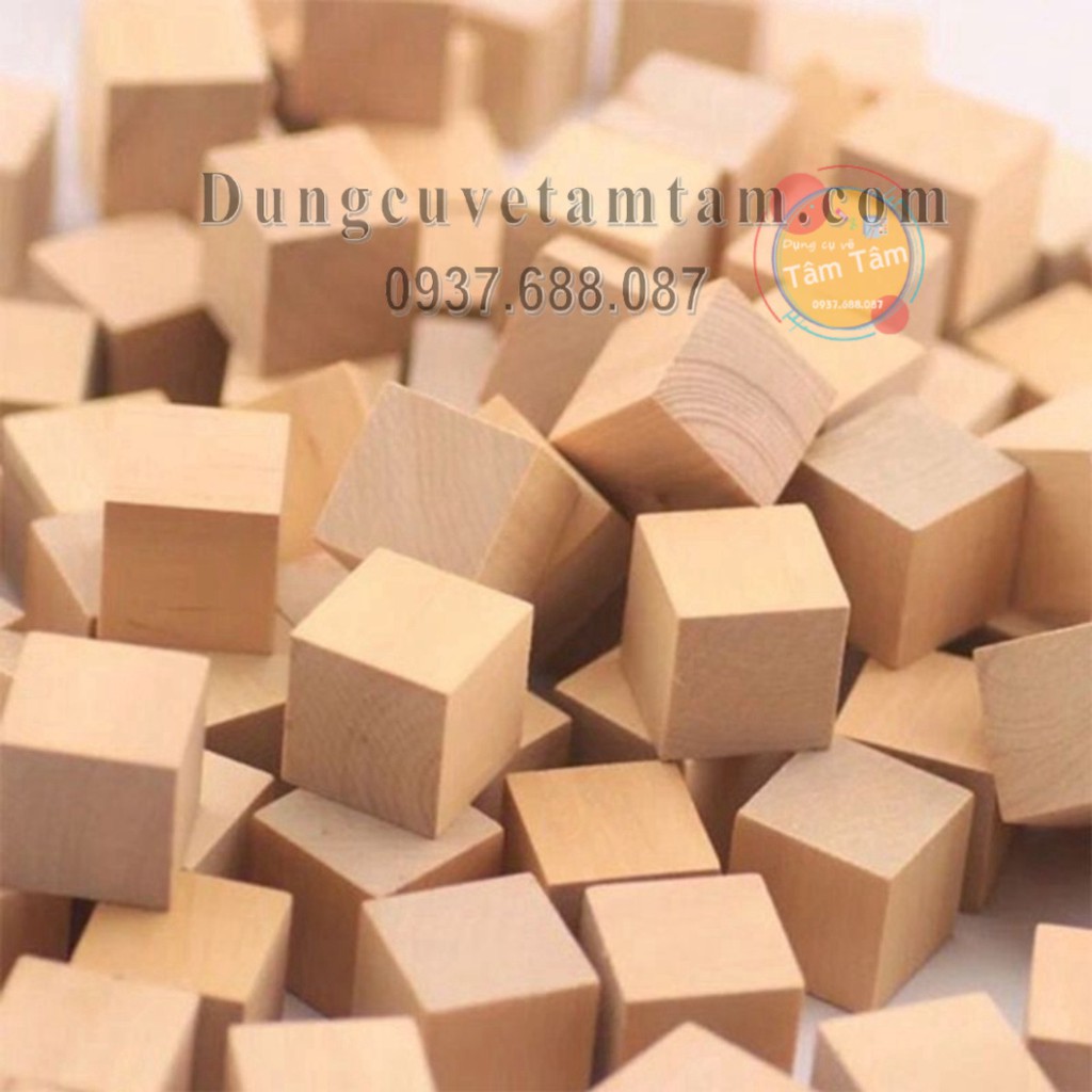 [ TÂM TÂM ]-Khối Gỗ Vuông 2cm/3cm/3.8cm, Gỗ khối vuông -