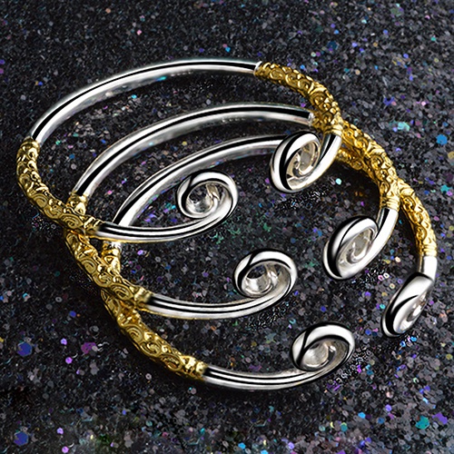 Vòng tay bạc dạng hở thiết kế vòng kim cô cá tính trẻ trung mới lạ dành cho nữ