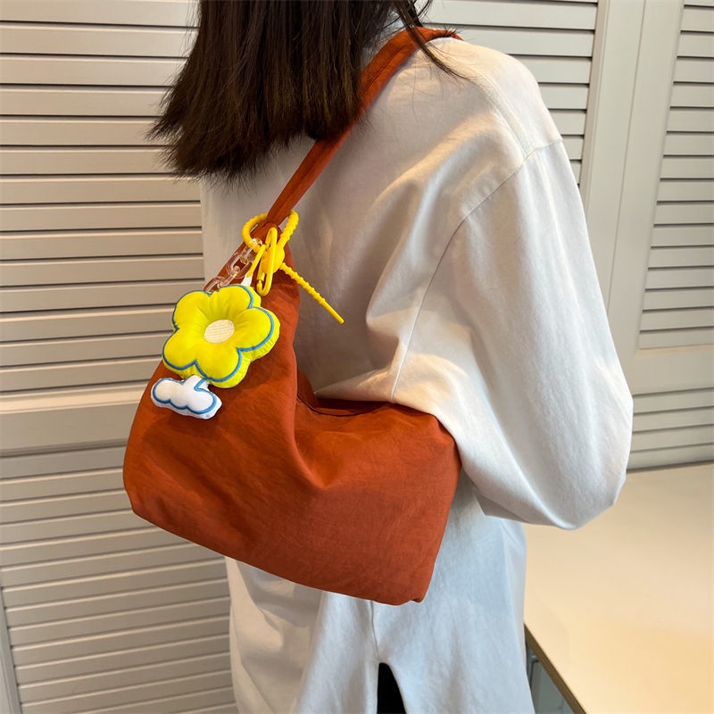Túi Đeo Vai Bằng Vải Canvas Nylon Mềm Màu Trơn Thời Trang Cho Nữ Có 6 Kiểu