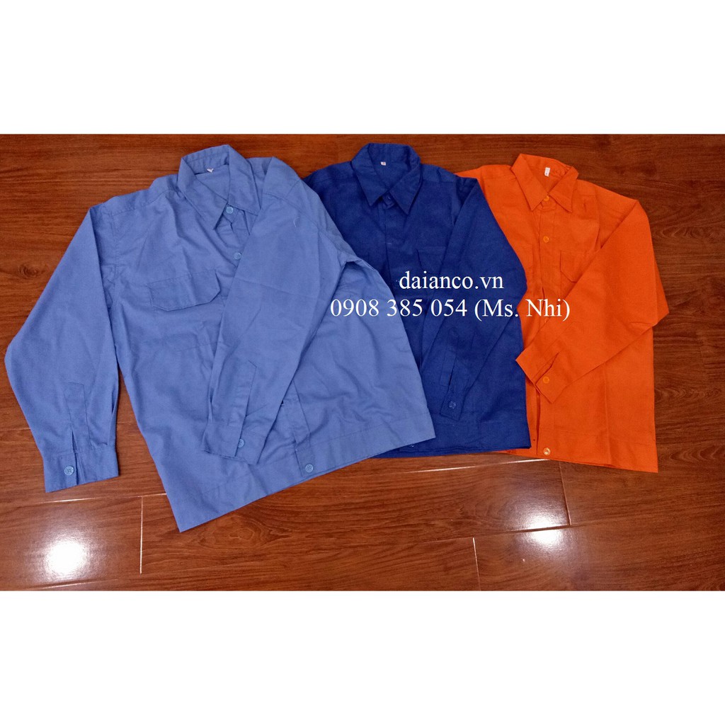 Áo lẻ bảo hộ lao động vải si Việt Nam- Màu xanh đậm, nhạt- Hình thật, hàng sẵn