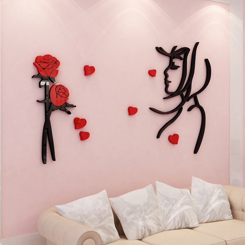 Tranh dán tường mica 3d decor khổ lớn cặp đôi trang trí phòng ngủ, nhà trọ 21 Kiểu Màu