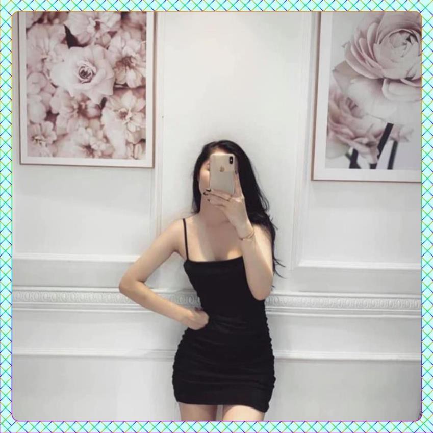 [FREESHIP] Váy Body 2 Dây Dúm Eo Nữ, Đầm 2s trơn dáng ôm co giãn màu ĐEN | TRẮNG | TÍM Ulzzang SIÊU ĐẸP | BigBuy360 - bigbuy360.vn