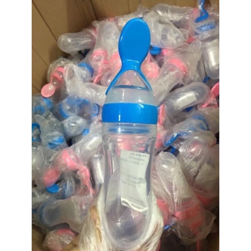 BÌNH THÌA ĂN DẶM SILICON LOẠI 1 đút sữa đút cháo dung tích 90ml có nắp chống tràn tiện lợi an toàn cho bé